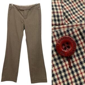 Paper Boy Women’s Plaid Trouser Pants Sz 4 Low Rise Tan Red Black Academia